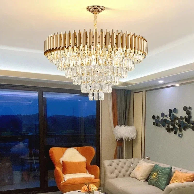 Home Appliance Crystal Ceiling Chandelier Luxury Dining Room Pendant Lamp Modern New Living Room Decor LED Bedroom Hanging Light