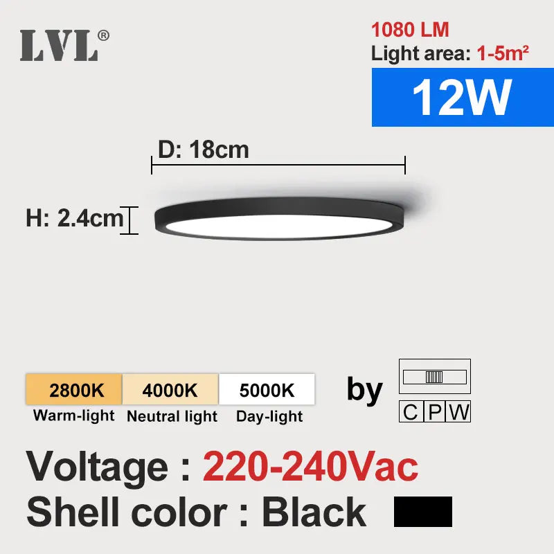 Modern LED Ceiling Light - Wood Grain & Gold 3-Color Home Lighting