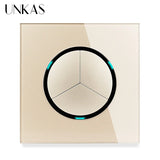 Modern 2-Way Pass Through Light Switch - Gray Glass Panel with LED Indicator