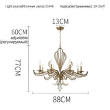 American Retro Crystal Chandeliers French Creative Candle Design Led Lamp for Bedroom Living Room Study Pendant Lighting