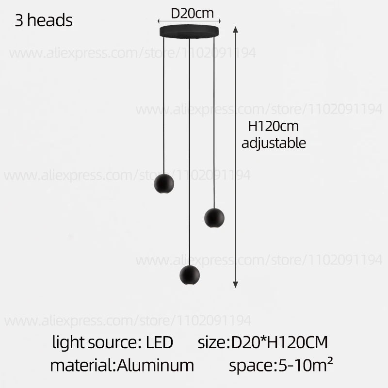 Orb Chandelier Interior Lighting Decorative Lamps Black Circular Penthouse Designer Living Room Pendant Stairwell Chandelier