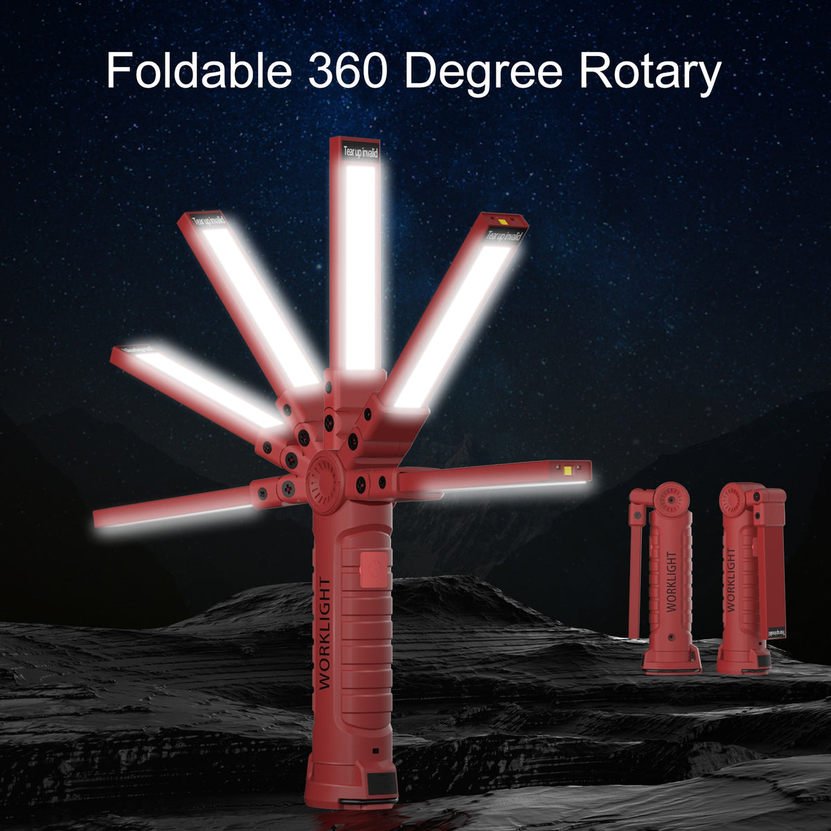 2PCS COB Working Light Outdoor Camping Flashlight Waterproof Torch Built-in Battery LED Lantern Linternas with Magnet Hook Lamp