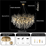 Retro K9 Crystal Tree Branch Chandelier - Modern LED Pendant Light Fixture for Villa Lobby, Foyer, Living Room & Weddings