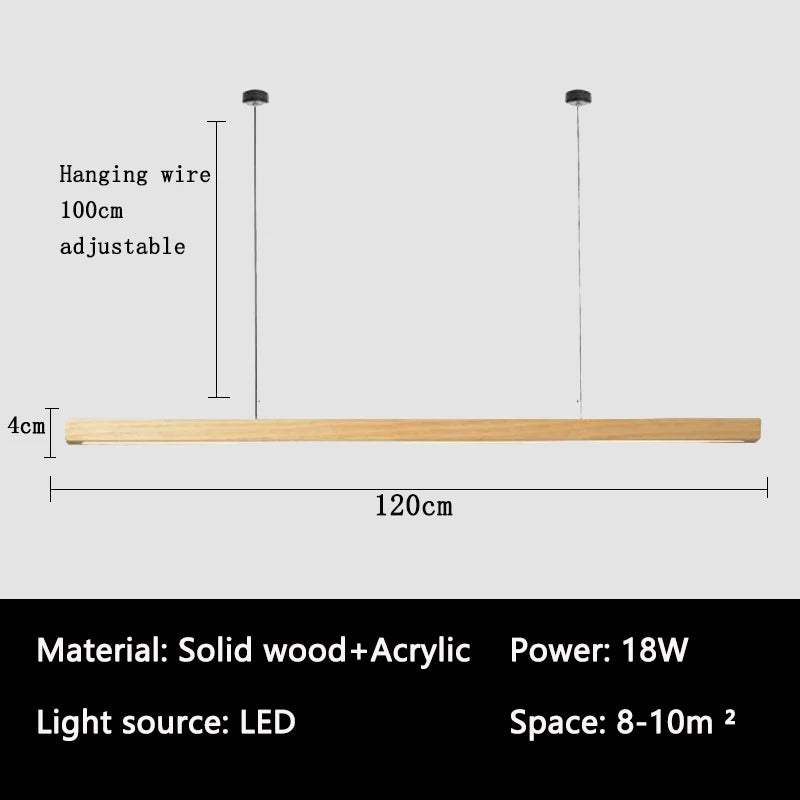 Nordic Solid Wooden Pendant Lights LED Wood Pendant Lamps for Dining Living Room Kitchen hanging chandelier Shop Long Strip Lamp