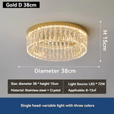 Modern Round Crystal Ceiling Light for Living Room Dining Room Bedroom Study Gold Minimalist LED Indoor Decor Ceiling Lamp