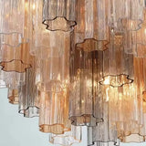 Crystorama Addis Polished Chrome Murano Glass Chandelier - Modern Luxury Pendant Light Fixture for Villa Staircase, Living Room & Hotel