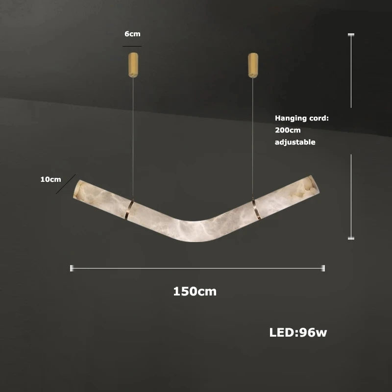 2026 Luxury Marble Linear Chandelier - Minimalist LED Dining Room Pendant Light