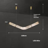 2026 Luxury Marble Linear Chandelier - Minimalist LED Dining Room Pendant Light