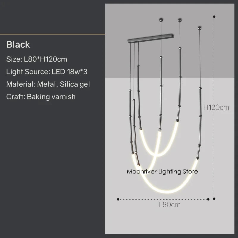 Modern Art Bar Counter Chandelier Restaurant LED Hanging Lamp Simple Line Home Decor Pendant Light Lobby Pendant Light Lamparas