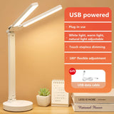 LED Desk Lamp 3 Levels Dimmable Touch Night Light USB Rechargeable Eye Protection Foldable Table Lamp For Bedroom Bedside Reading