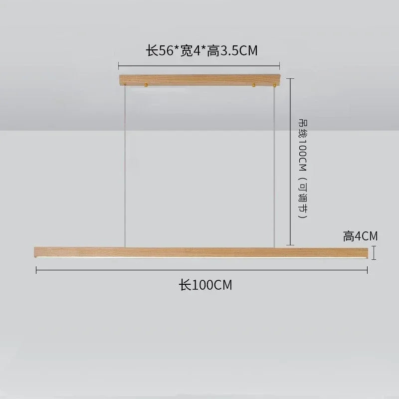 Japanese Pendant Light Black Walnut Fashion Home Design Nordic Long Strip Light Office Simple Wooden Dining Table Light
