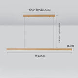 Japanese Pendant Light Black Walnut Fashion Home Design Nordic Long Strip Light Office Simple Wooden Dining Table Light