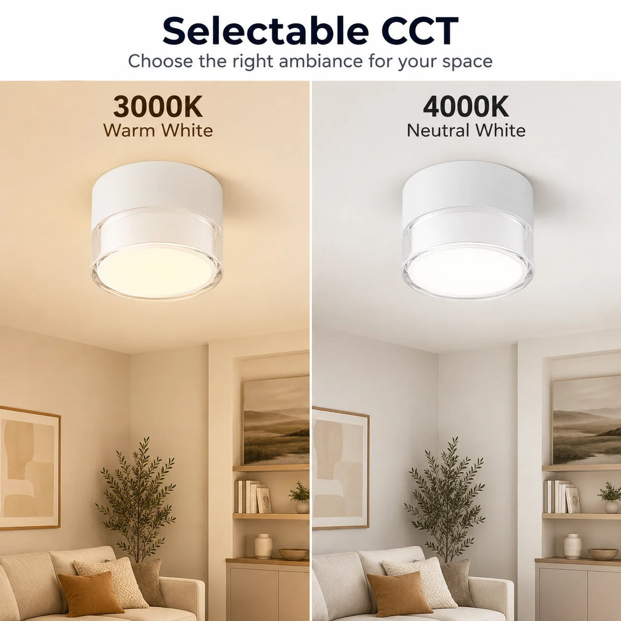 7W Circular Spot Light, 3000K 4000K Optional, LED Downlight Surface Mounted Nordic Ceiling Light Living Room Lighting