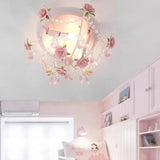 Pink Rose Bouquet Ceiling Lights Children's Room Princess Room Decor Light Romantic Girl Bedroom Corridor Bouquet Ceiling Lamps