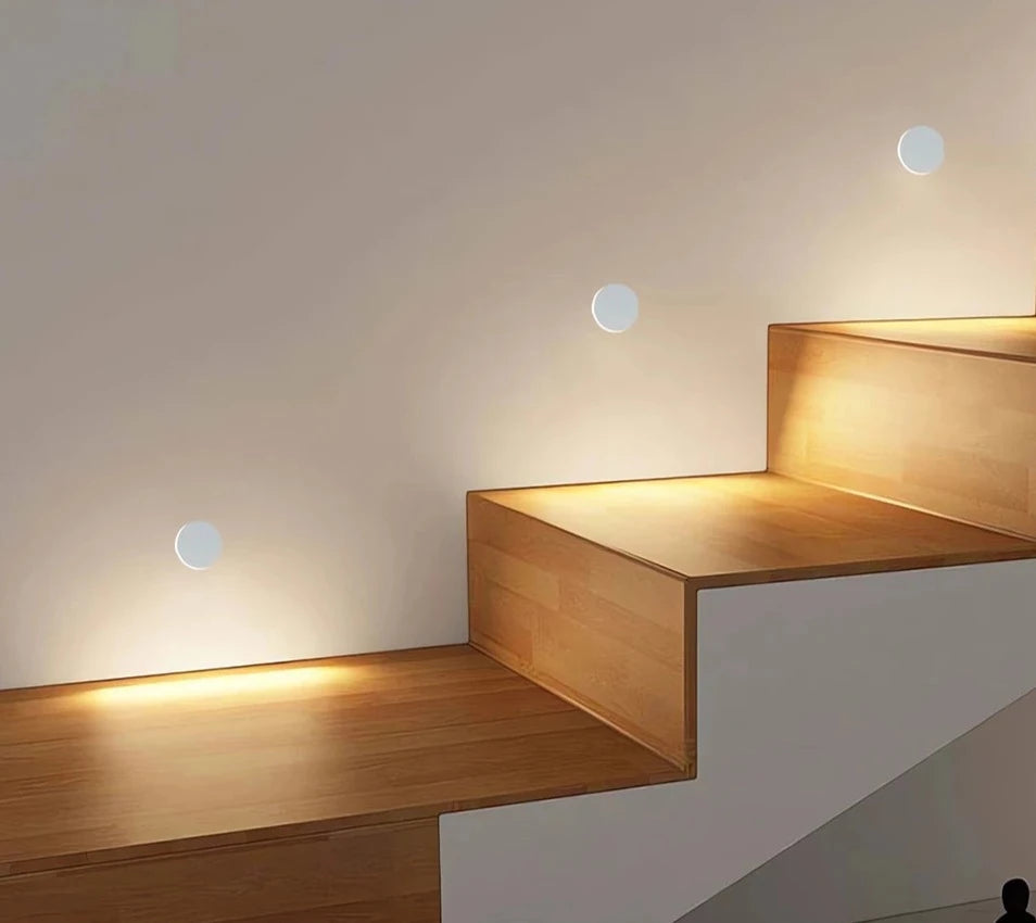 Led Step Light Recessed Wall Lamp Round Stair Lighting Waterproof Indoor &amp; Outdoor Luminaire for Bathroom Yard Balcony Deck