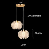 Nordic French Cream-Style Long Line LED Pendant Light - Acrylic Flower Chandelier Lamp for Bedroom Bedside, Dining Room & Living Room