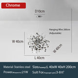 Nordic LED Chandelier Stainless Steel Chrome Leaf Personality Art Decors Living Dining Room Bar Table Hanging Lighting