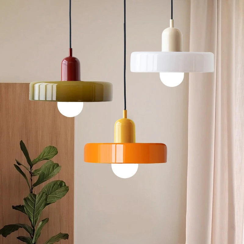 Nordic Glass Pendant Light Candy Color Single Head Lamp For Living Room Bedroom Study Dining Room Bar Indoor Decorative Fixtures