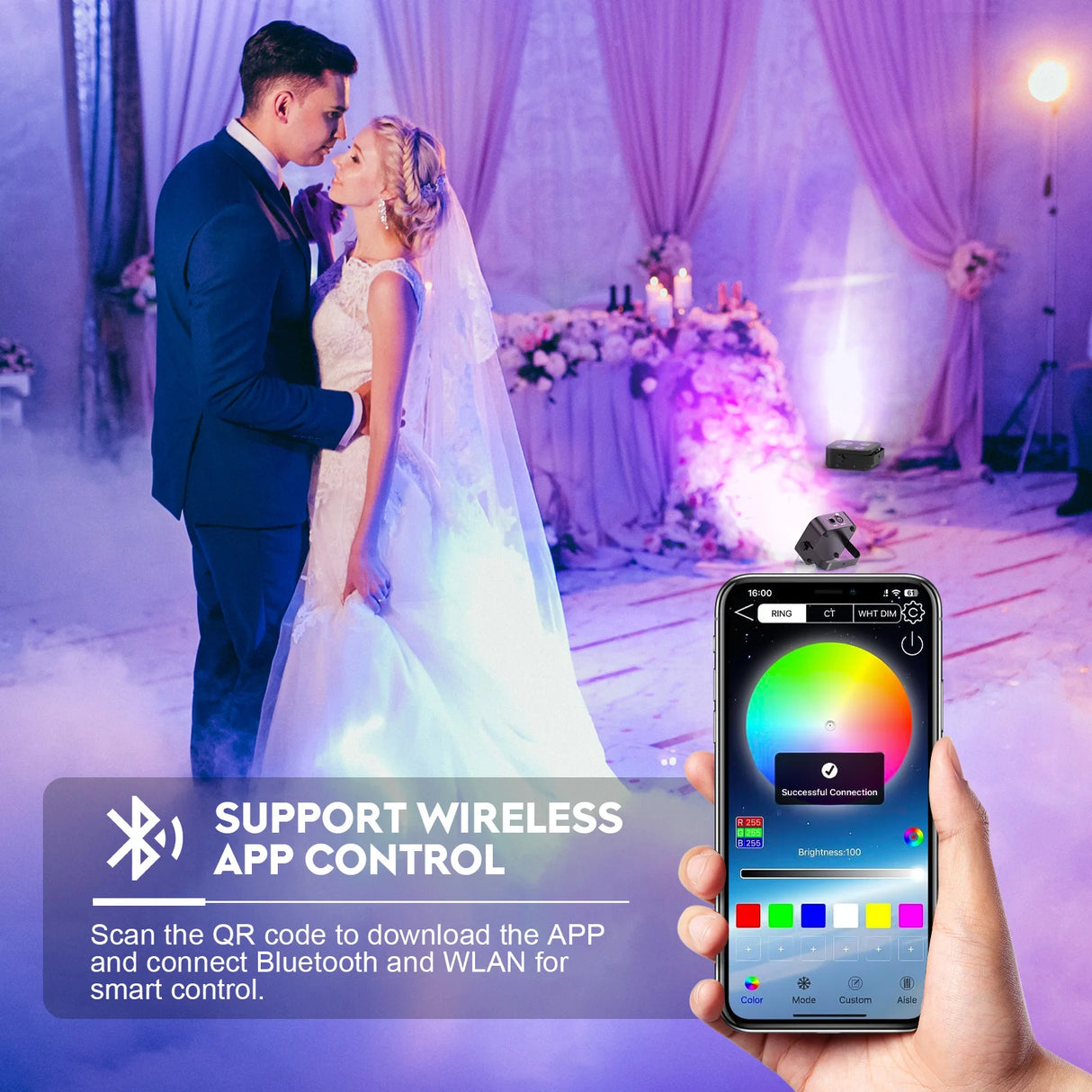 4-Pack/8-Pack 4x18W 6-in-1 RGBWA+UV Wireless Battery LED Par Light - App & DMX Controlled Stage Uplight for DJ, Party & Events