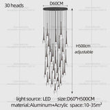 Nordic Minimalist Chandelier Home Decor Living Room Loft Chandelier Interior Lighting Duplex House Villa LED Stair Pendant Light