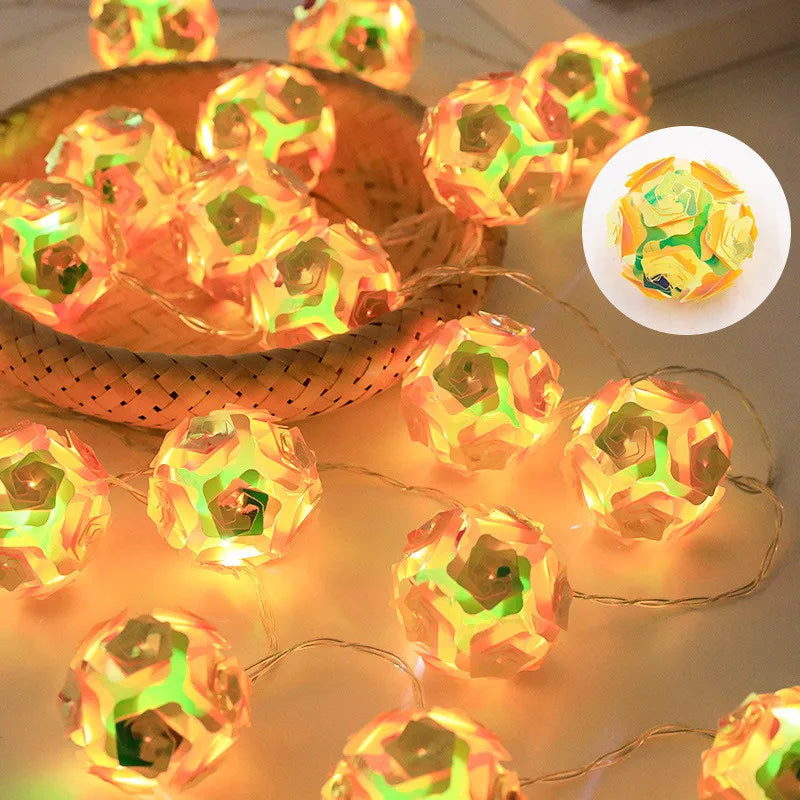 40/20/10 LEDs Laser Dream Rose Flower String Lights Christmas Decorations for Home Outdoor Holiday Lighting Wedding Party Decors