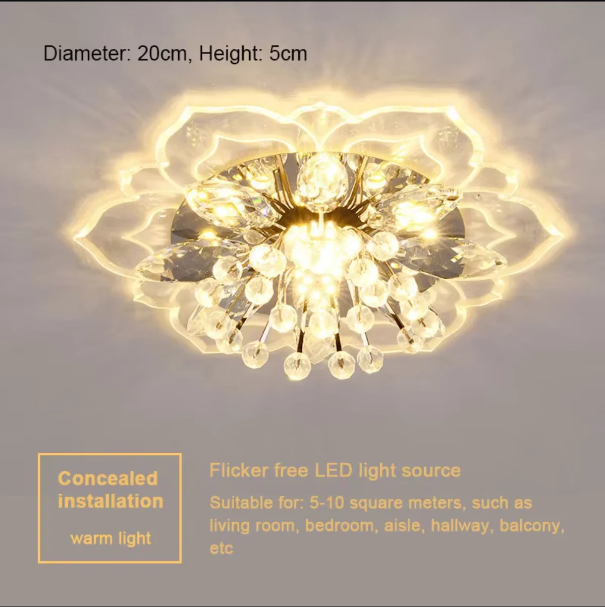 Creative LED Crystal Flower Chandelier - Modern Bedroom Ceiling Light