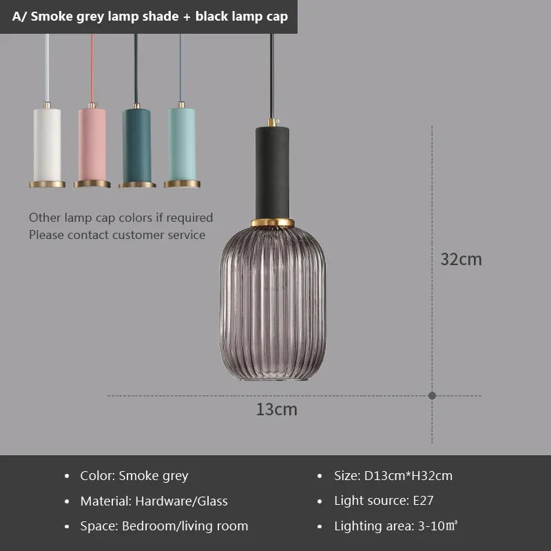 Nordic Retro restaurant colorful Glass pendant lights Creative living room Lamp Simple bedside lamp LED E27 light