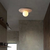 High Quality Natural Stone Ceiling Light Travertine Downlight with Glass Ball Wabi Sabi Milk Oil Wind Home LED Ceiling Ligh