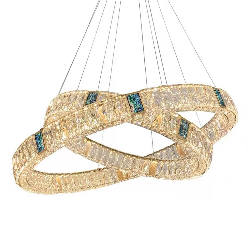 Nordic Luxury Ring K9 Crystal Chandelier Villa Living Dining Room Bedroom Ceiling LED Pendant Light Indoor Lighting Hanging Lamp