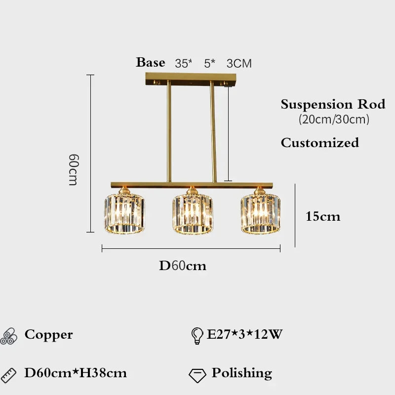 Modern Nordic Retro Luxurious Gold LED Pendant Chandelier Living Room Bedroom Home Decor Hanging Lights Lighting Fixtures Luster's