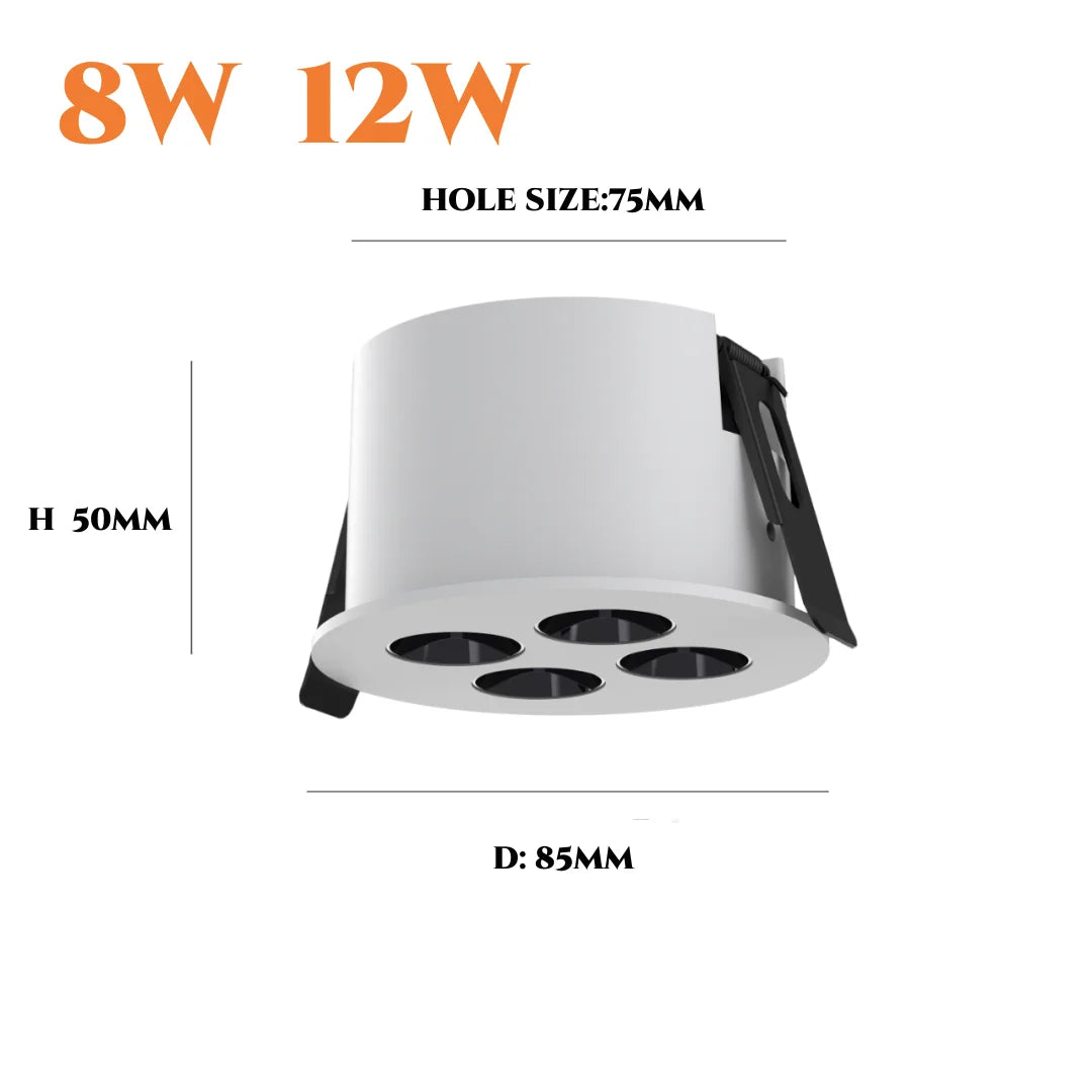 Deep-Cup Anti-Glare LED Downlight - Dimmable Recessed Ceiling Spot (8W-21W)