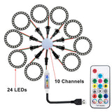 LED Sparkle Ring Light Circle Module WS2812B Individually Addressable RGB Atmosphere Lamp 17 Key Music Remote Control for Party
