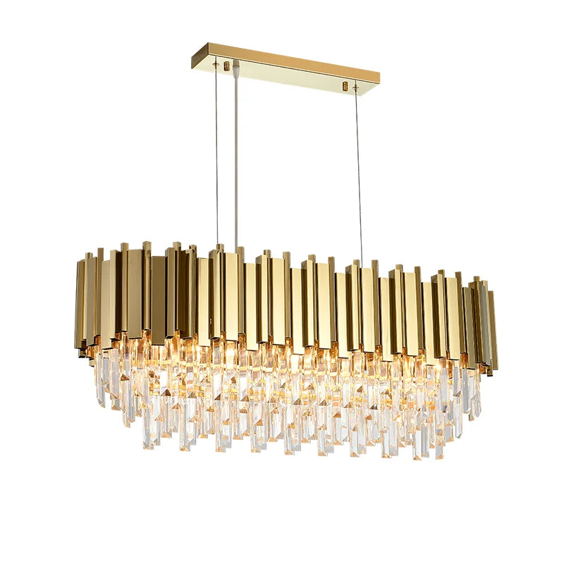 LED Gold Chrome 2 Layer Crystal Ceiling Chandeliers 2023 New Trend Lighting Lustre Suspension Luminaire Lamp For Living Room