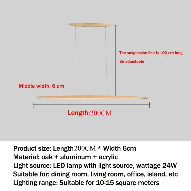 Wooden Pendant Lights Hanging Lamps Modern Table LED Long Linear Light Kitchen Island Office Bar Lighting for Dining Living Room