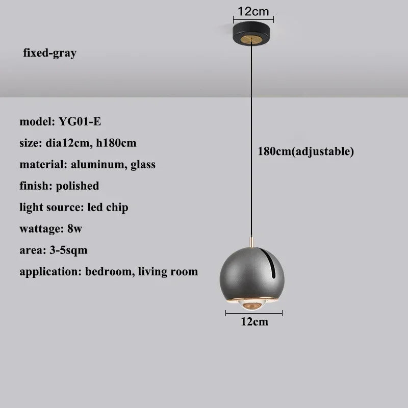 Modern Adjustable Angle LED Round Pendant Light - Stretchable Minimalist Chandelier Lamp for Bedroom Bedside, Dining & Home Decor