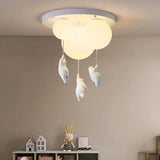 Round Modern Minimalist Bear-Shaped LED Resin Ceiling Light for Children's Rooms Boys' Girls' Bedrooms Indoor Home Decor Ambient