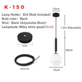 Modern LED Round Glass Ball Pendant Lights Iron E14 Pendant Lamps Hanging Light Fixture for Living Bedroom Dining Room