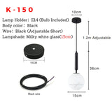 Modern LED Round Glass Ball Pendant Lights Iron E14 Pendant Lamps Hanging Light Fixture for Living Bedroom Dining Room