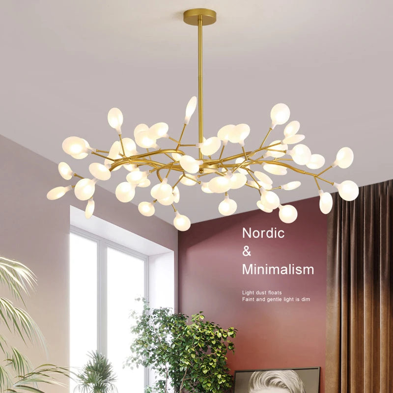 Creativity Firefly LED Chandelier Black Gold for Living Room Bedroom Hall Home Decor Indoor Lighting Minimalist Ceiling Pendant