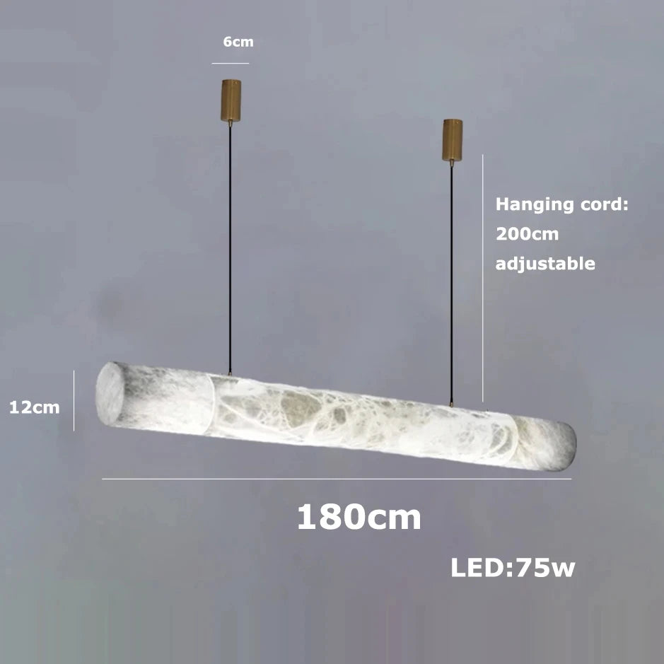 2026 Luxury Marble Linear Chandelier - Minimalist LED Dining Room Pendant Light