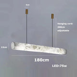 2026 Luxury Marble Linear Chandelier - Minimalist LED Dining Room Pendant Light