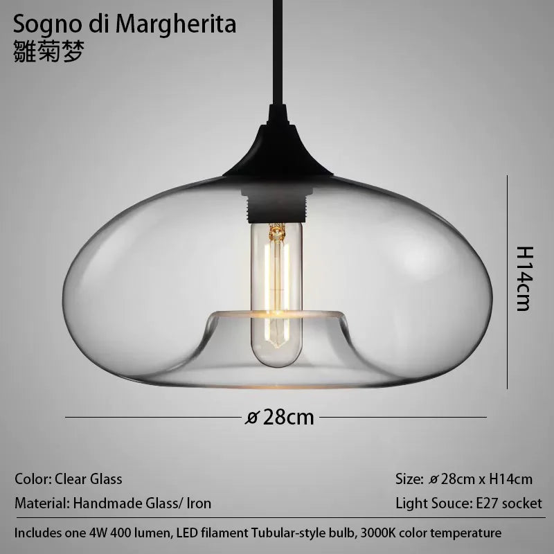 Caren Lighting handmade Glass Modern Nordic hanging loft Glass Pendant Light decor Lights Fixtures led filament dinningroom Lamp