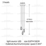 Modern Luxury Crystal Chandelier Hanging Staircas Water Droplet Pendent Lamp Villa Living Room Ceiling Light Attic Pendant Light