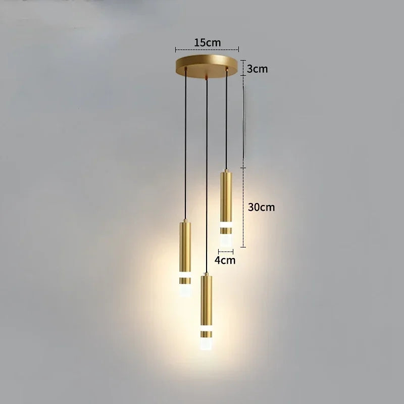 Modern Led Long Pendant Light for Bedroom Bedside Living Room Hanging Lamps Reading Lighting Double Spotlight Decor Chandelier