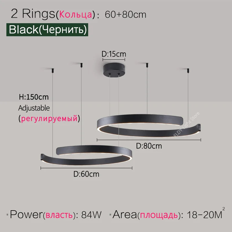 Nordic modern chandelier simple ring light led pendants round lamps