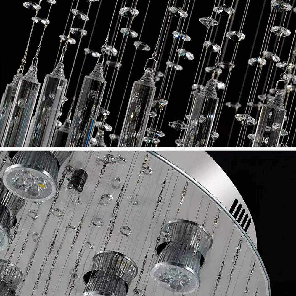 Modern Long Crystal Chandelier For High Ceiling Villa Staircase LED Raindrop Hanging Light Duplex Loft Foyer Ceiling Lamp