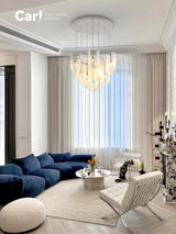 Ribbon Light Luxury Restaurant Cream Style Chandelier Designer Atmospheric High-end Staircase Chandelier Glass Chandelier