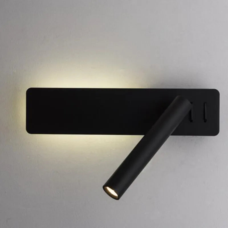 6W LED Wall Lamp Reading Light for Bedroom Hotel Headboard Night Book Lamp Rotation Bedside Wall Light with 3W Spot Led Light
