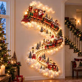 2027 Christmas Magic Trail Wall Light-LED Glowing Xmas Scene Wall Decoration,Santa Sleigh Reindeer Hanging Decor for New Year Pa