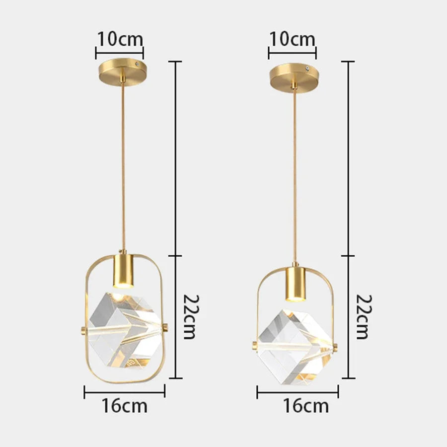 Modern Led All Copper Pendant Light Crystal Chandelier Luxury Lighting Living Room Kitchen Dining Room Home Decors Hanging Lamp